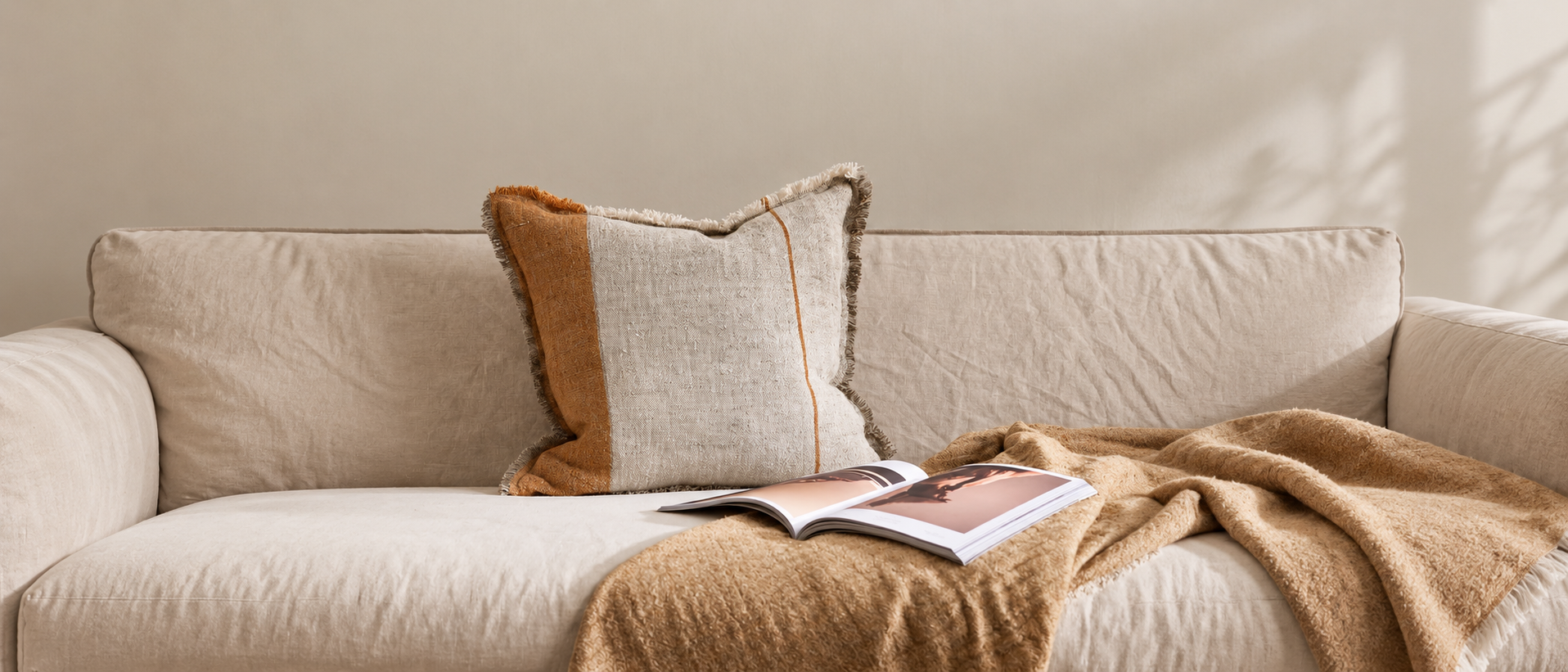 Soft home textiles styled in a comfortable interior