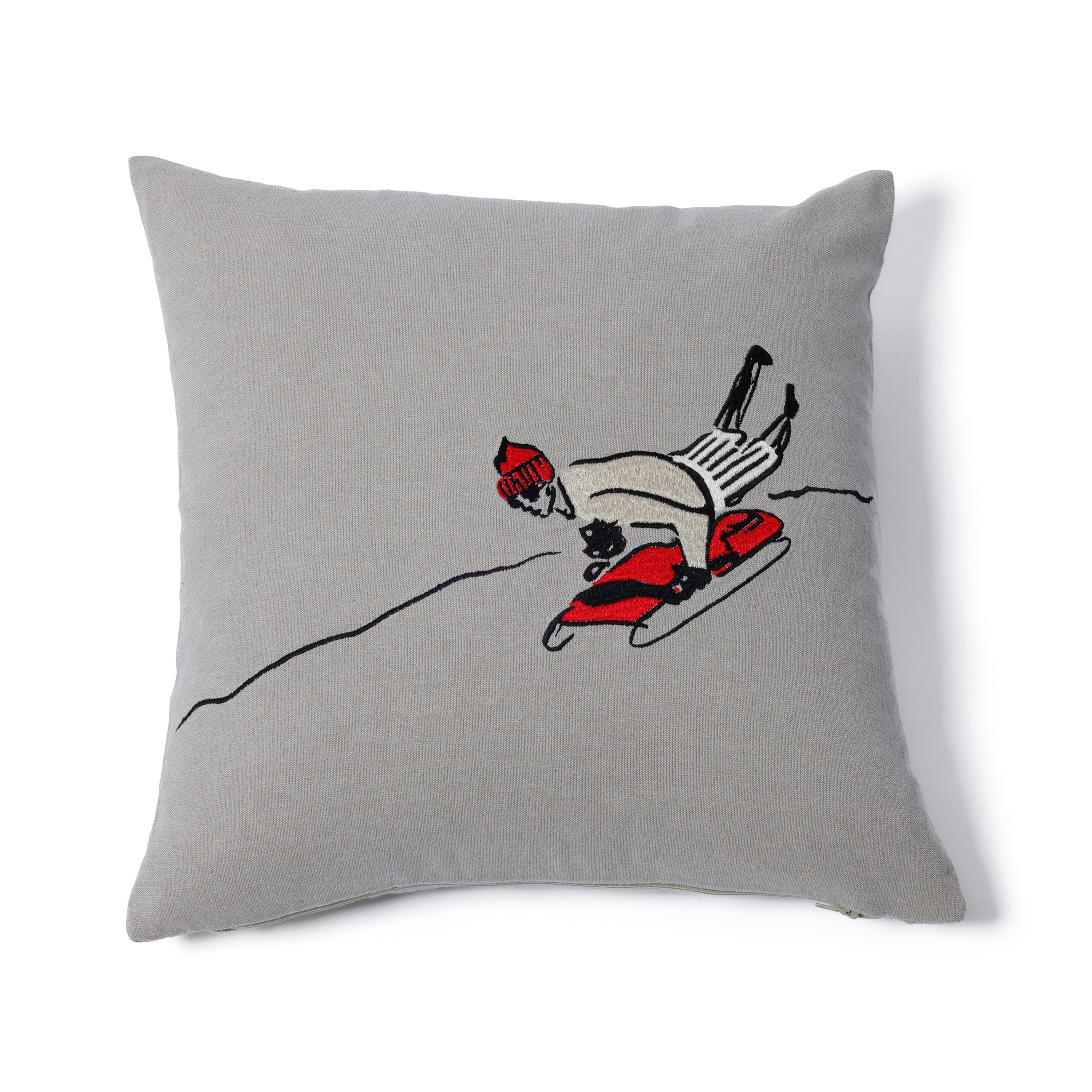 Sledding Cotton Chambray Throw Pillow - Image 2